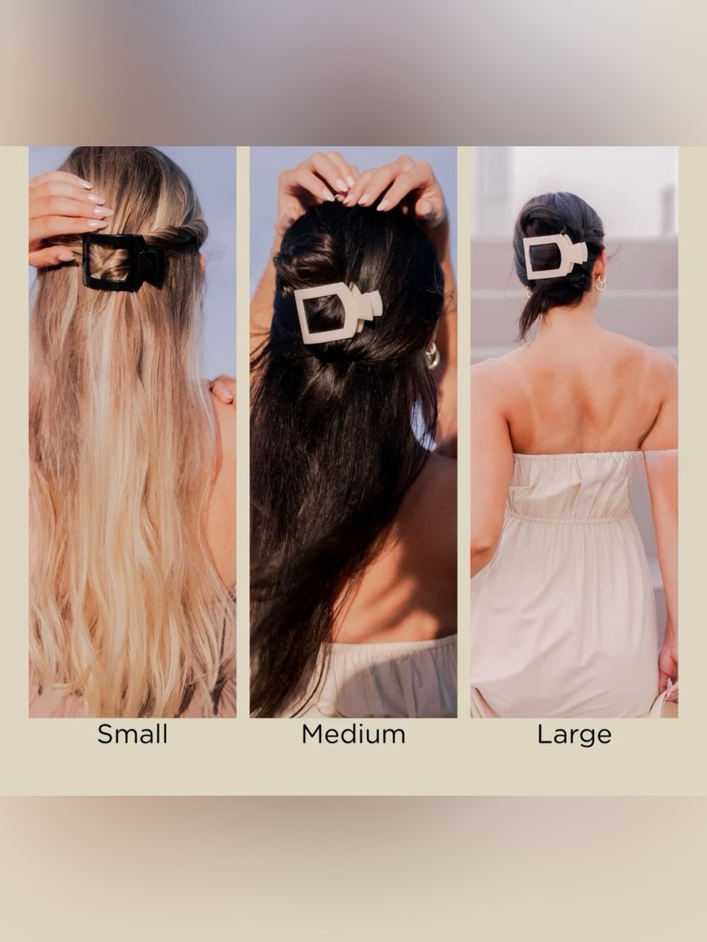 TELETIES Coconut White Large Flat Hairclip. - Picture 5 of 13